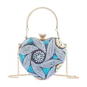 Sequin Heart Clutch - Small Evening Bag for Weddings & Parties